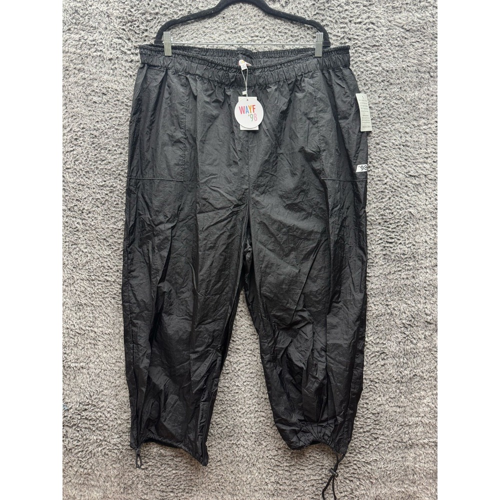 NWT Nordstrom Wayf'98 High Rise Clarissa Nylon Joggers Black‎ Womens Size 3XL